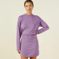 Supersoft*MONROW Supersoft Fleece Sweatshirt Dress ASTERPURPLE