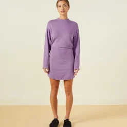 Supersoft*MONROW Supersoft Fleece Sweatshirt Dress ASTERPURPLE