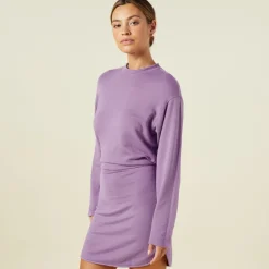 Supersoft*MONROW Supersoft Fleece Sweatshirt Dress ASTERPURPLE