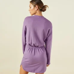 Supersoft*MONROW Supersoft Fleece Sweatshirt Dress ASTERPURPLE
