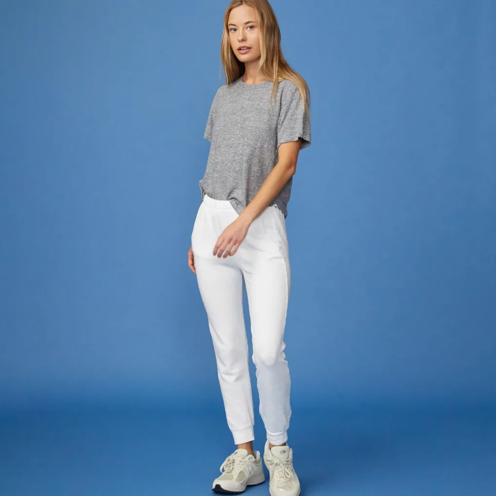 Sweats*MONROW Supersoft Fleece Jogger WHITE