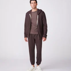 Mens Sale|Men's Sale*MONROW Supersoft Fleece Zip Up Hoody COCOA