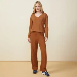 Supersoft|Sweatshirts*MONROW Supersoft Long Sleeve V Neck BROWNSUGAR
