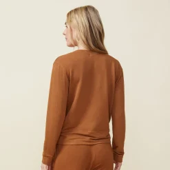 Supersoft|Sweatshirts*MONROW Supersoft Long Sleeve V Neck BROWNSUGAR