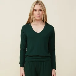 Supersoft|Sweatshirts*MONROW Supersoft Long Sleeve V Neck EVERGREEN
