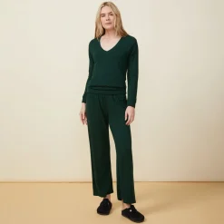 Supersoft|Sweatshirts*MONROW Supersoft Long Sleeve V Neck EVERGREEN