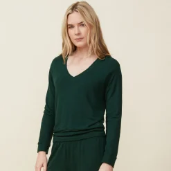 Supersoft|Sweatshirts*MONROW Supersoft Long Sleeve V Neck EVERGREEN