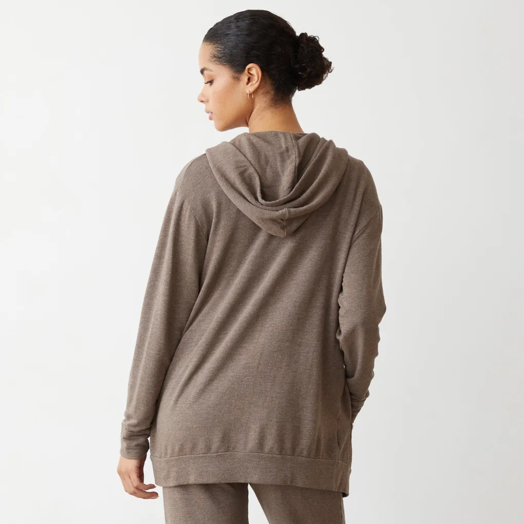 Supersoft|Zip-Up Hoodies*MONROW Supersoft Long Zip Up Hoody PECAN