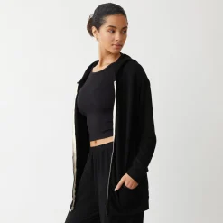 Supersoft*MONROW Supersoft Long Zip Up Hoody BLACK