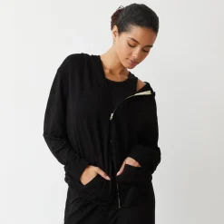 Supersoft*MONROW Supersoft Long Zip Up Hoody BLACK