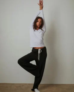 Supersoft|Sets*MONROW Supersoft Straight Leg Vintage Sweat BLACK