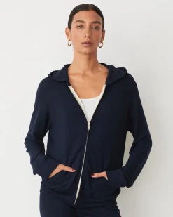 Supersoft|Sets*MONROW Supersoft Zip Up Hoody BLUEBLACK