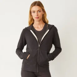 Supersoft|Sets*MONROW Supersoft Zip Up Hoody WASHEDBLACK