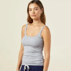Tanks*MONROW Supimafine Rib Scoop Neck Tank - Heather Grey HEATHERGREY