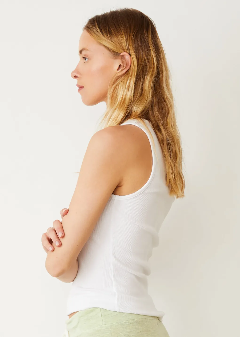 Tanks*MONROW Supimaluxe Rib High Neck Tank WHITE