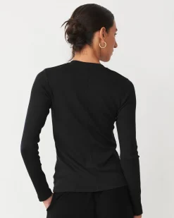 Long Sleeve*MONROW Supimaluxe Rib Long Sleeve Crew BLACK