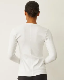 Long Sleeve*MONROW Supimaluxe Rib Long Sleeve V Neck WHITE