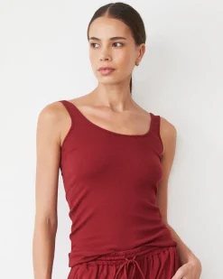 Sets|Tanks*MONROW Supimaluxe Rib Scoop Neck Tank RUBY