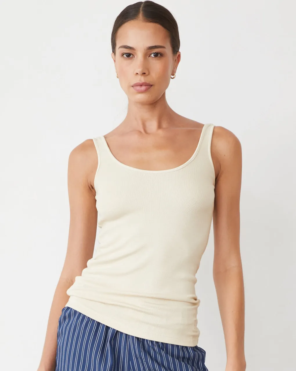 Travel Essentials|Tanks*MONROW Supimaluxe Rib Scoop Neck Tank OFFWHITE
