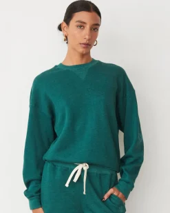 Travel Essentials|Sweatshirts*MONROW Teddy Fleece Crew Neck Sweatshirt FOREST