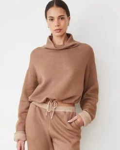 Travel Essentials|Sweatshirts*MONROW Teddy Fleece Funnel Pullover WALNUT