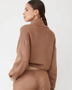 Travel Essentials|Sweatshirts*MONROW Teddy Fleece Funnel Pullover WALNUT