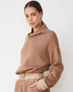 Travel Essentials|Sweatshirts*MONROW Teddy Fleece Funnel Pullover WALNUT