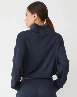 Travel Essentials|Sweatshirts*MONROW Teddy Fleece Funnel Pullover DARKNAVY