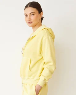 Zip-Up Hoodies*MONROW Teddy Fleece Relaxed Zip Up Hoody LEMON