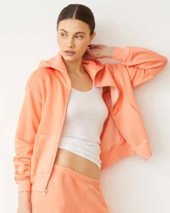 Zip-Up Hoodies*MONROW Teddy Fleece Relaxed Zip Up Hoody SORBET