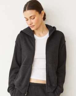 Sets|Zip-Up Hoodies*MONROW Teddy Fleece Relaxed Zip Up Hoody FADEDBLACK