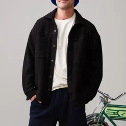 Mens Sale|Men's Sale*MONROW Teddy Fleece Shacket BLACK