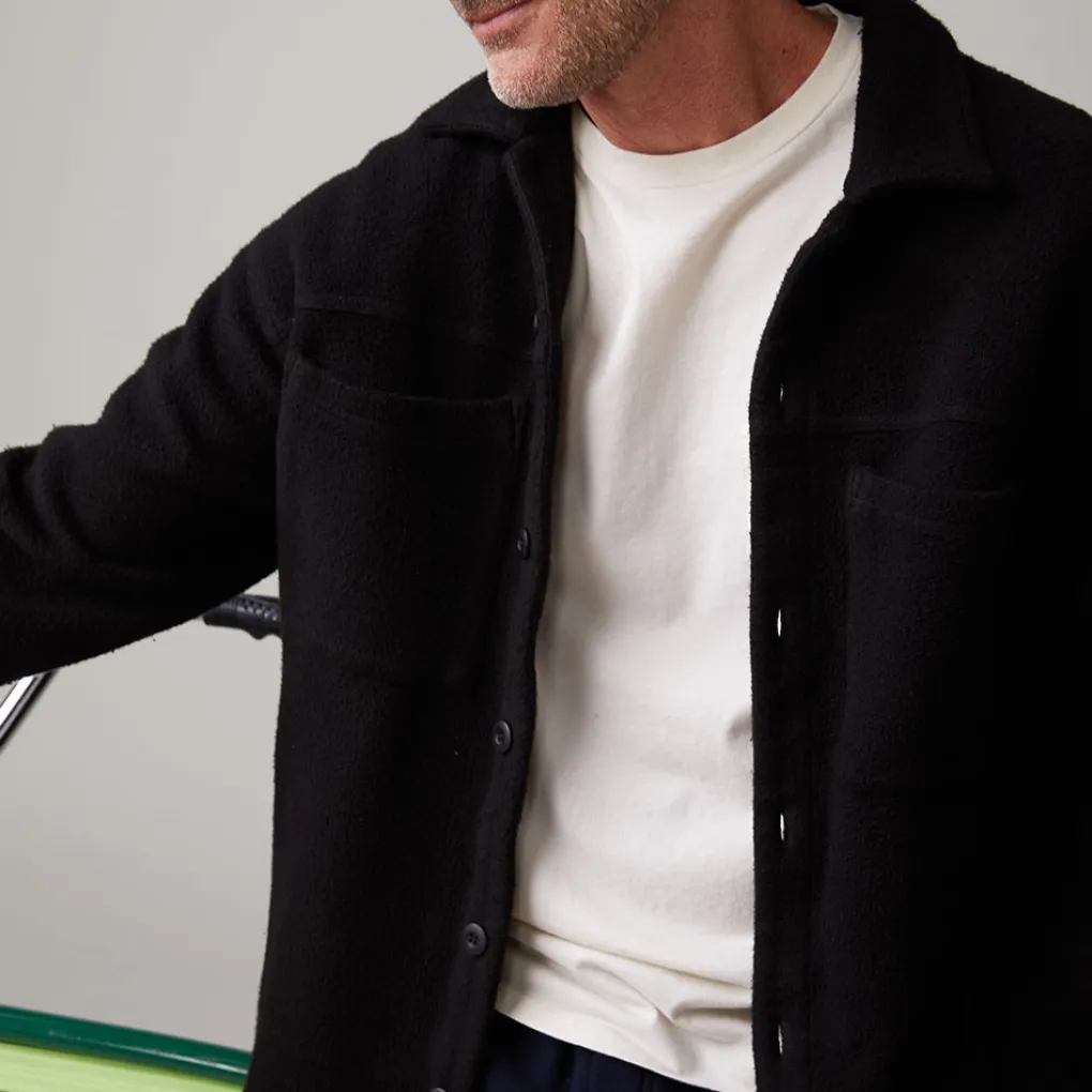 Mens Sale|Men's Sale*MONROW Teddy Fleece Shacket BLACK