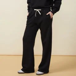 Sweats*MONROW Teddy Fleece Straight Leg Sweat BLACK