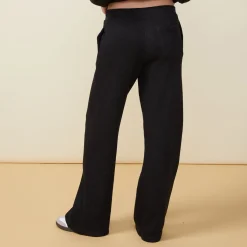 Sweats*MONROW Teddy Fleece Straight Leg Sweat BLACK