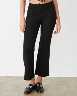 Sets|Pants*MONROW Tencel Rib Kick Flare BLACK