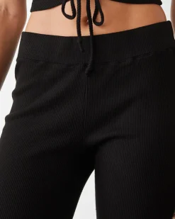Sets|Pants*MONROW Tencel Rib Kick Flare BLACK
