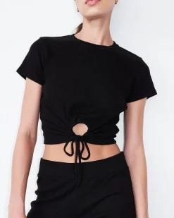 Sets|Tees*MONROW Tencel Rib Tie Top BLACK