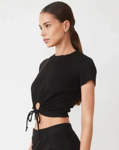 Sets|Tees*MONROW Tencel Rib Tie Top BLACK