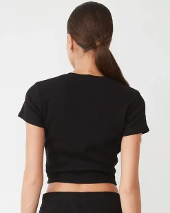 Sets|Tees*MONROW Tencel Rib Tie Top BLACK