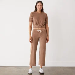 Terry|Pants*MONROW Terry Cloth Crop Pant PECAN