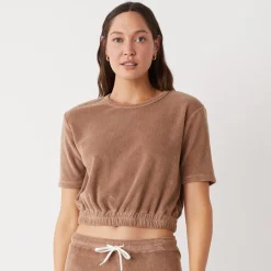 Terry|Tees*MONROW Terry Cloth Short Sleeve PECAN