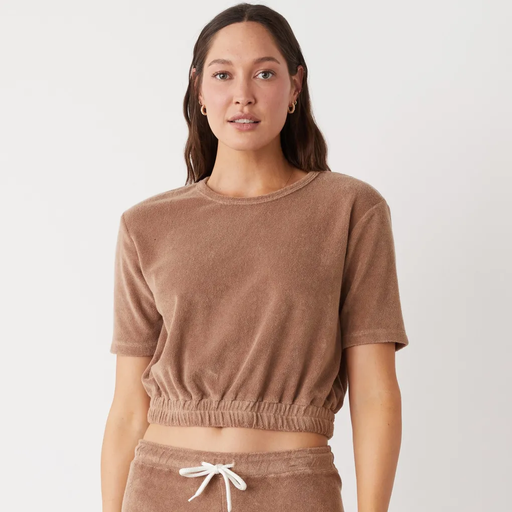 Terry|Tees*MONROW Terry Cloth Short Sleeve PECAN