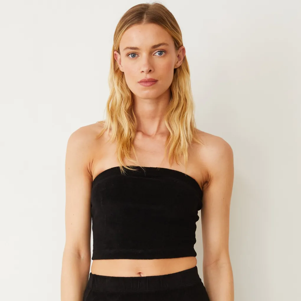 Terry|Tanks*MONROW Terry Cloth Tube Top BLACK