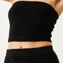Terry|Tanks*MONROW Terry Cloth Tube Top BLACK