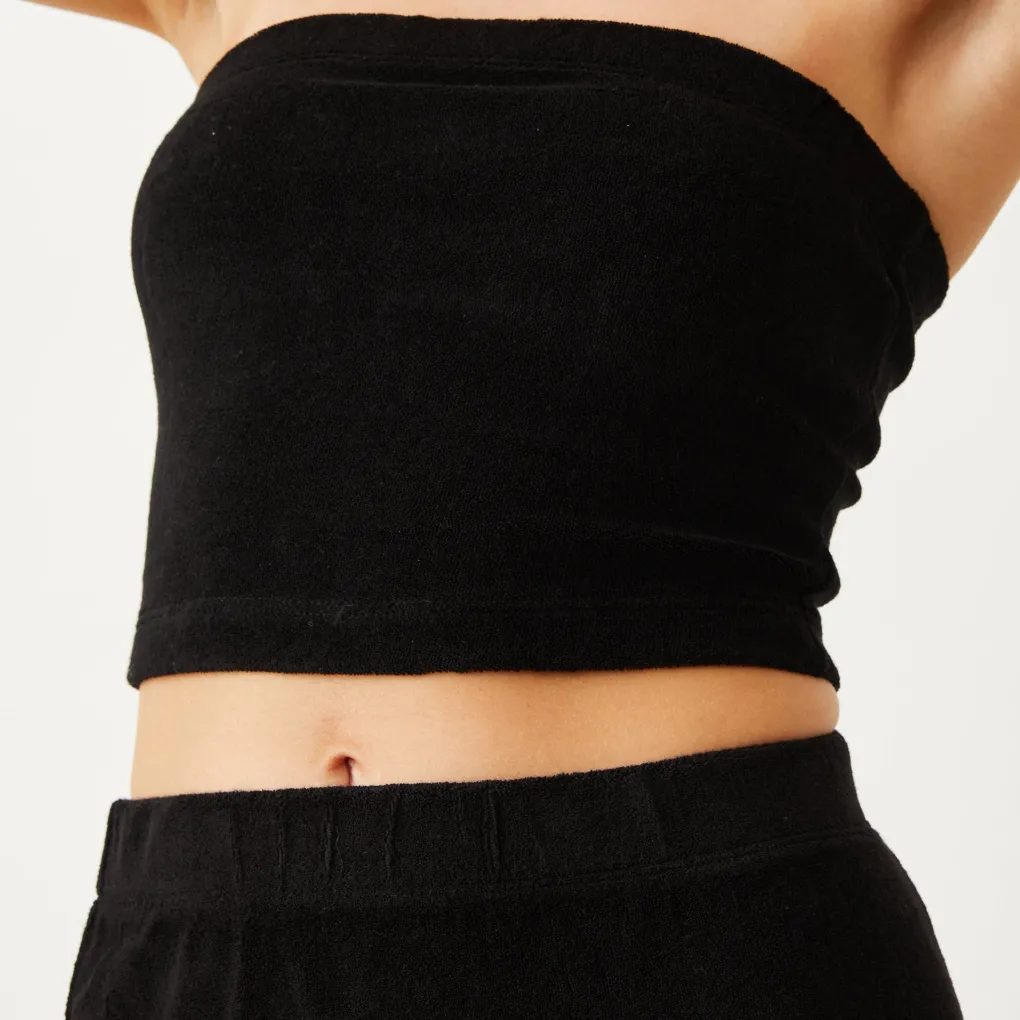 Terry|Tanks*MONROW Terry Cloth Tube Top BLACK