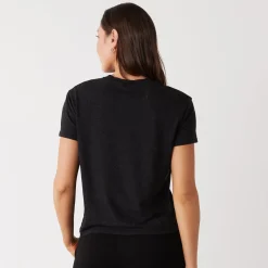 Tees*MONROW Textured Tri-Blend Basic Crew Neck Tee BLACK