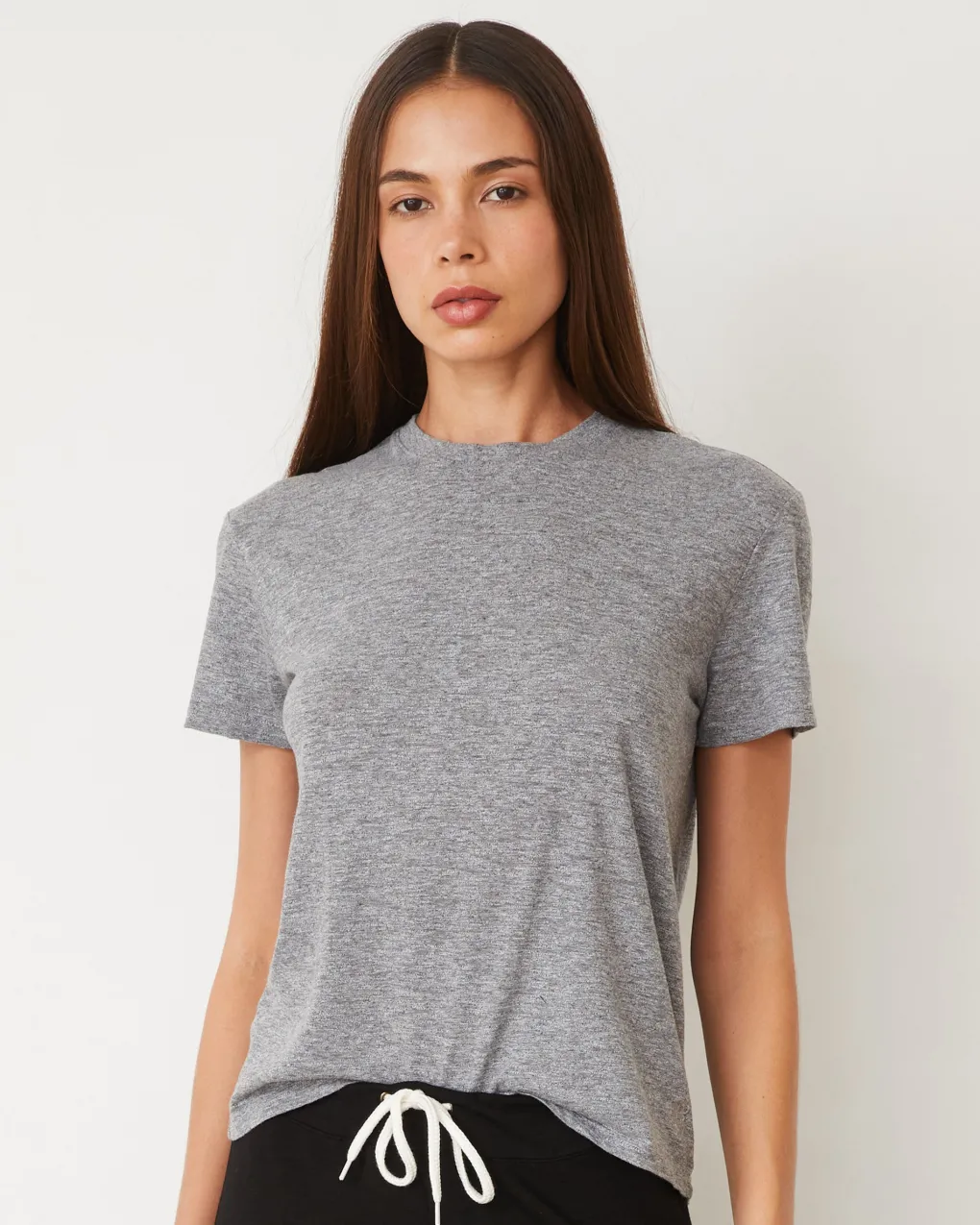 Tees*MONROW Textured Tri-Blend Basic Crew Neck Tee GRANITE