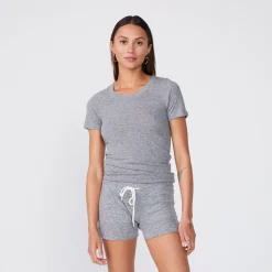 Tees*MONROW Textured Tri-Blend Fitted Crew Neck Tee GRANITE