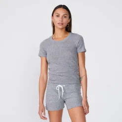 Tees*MONROW Textured Tri-Blend Fitted Crew Neck Tee GRANITE